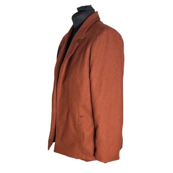 Vintage TanJay Open Front Burnt Orange Wool Blend Blazer, Size 38 - Picture 2 of 7
